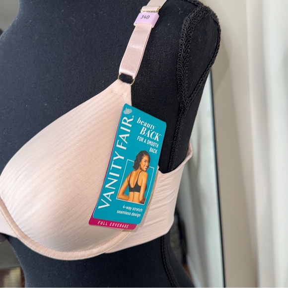 Vanity Fair Womens Beauty Back Full Coverage Underwire Bra Pink Blush Size 34D - Picture 2 of 5